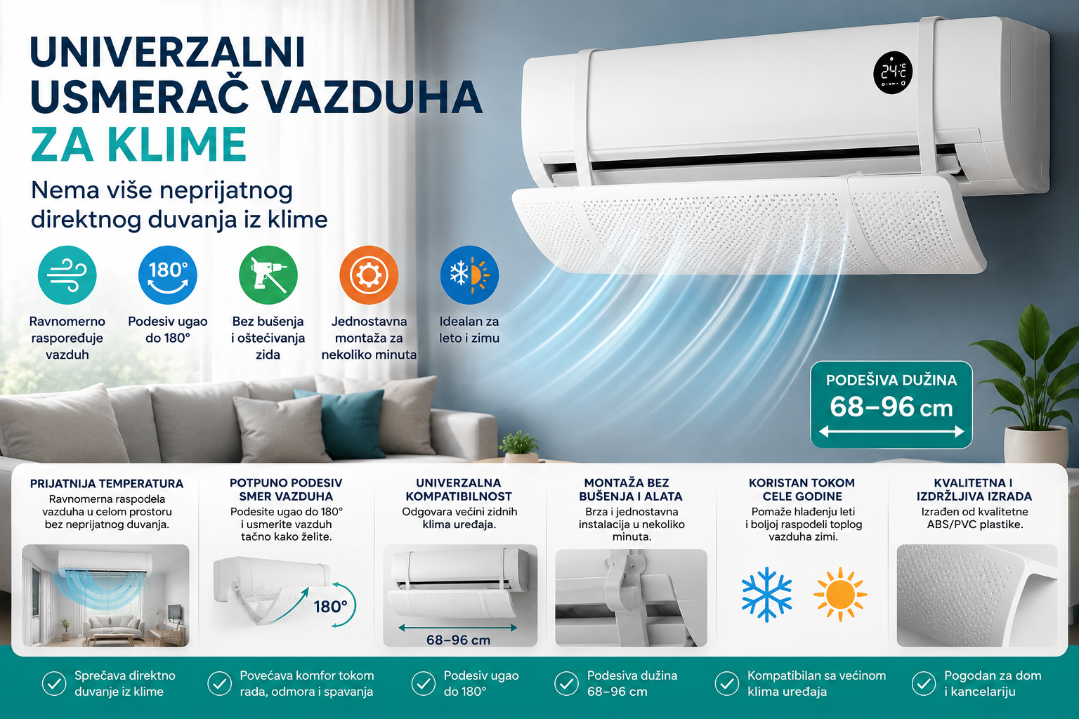 Univerzalni Usmerač Vazduha za Klime